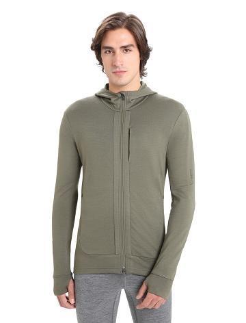 Pánské Mikiny S Kapucí Icebreaker Merino Quantum III Long Sleeve Zip Olivy Zelené | CZ 1678WNBY